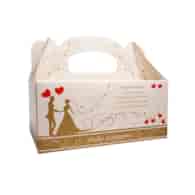 OZDOBNE PUDEŁKO NA CIASTO 19x14x9cm `MŁODA PARA` ZŁOTE