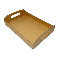 TACA TRANSPORTOWA CATERINGOWA DO PUDEŁKA Z OKNEM -LIŚĆ kraft 35x24x4,5 (_/10/10)