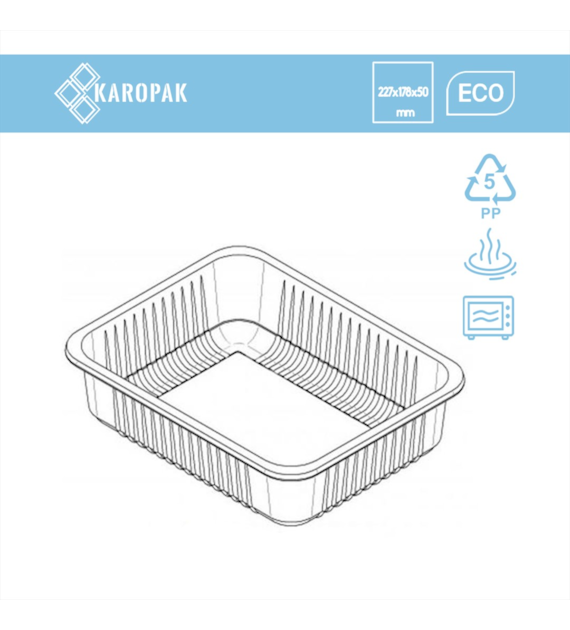 (REUSE) Pojemnik żebrowany W1/621R 227x178x50 1400ml TRANSPARENTNY (16/1/320)