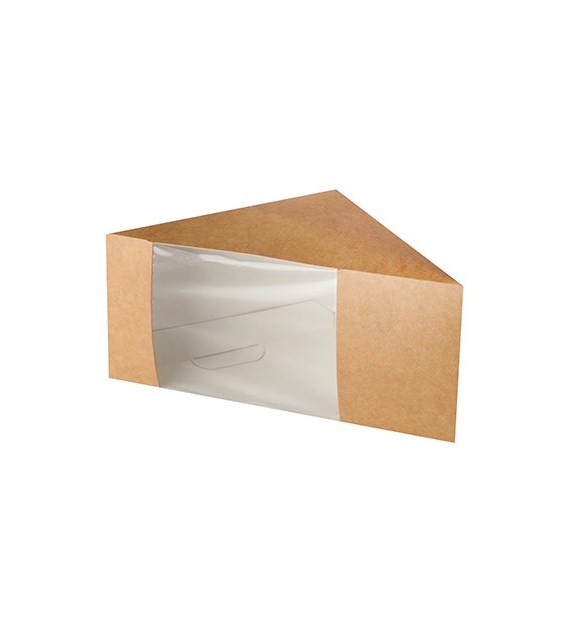 PUDEŁKO NA KANAPKI PAPIEROWE-PLA Z OKNEM 12,3x12,3x8,2cm (_/10/50)