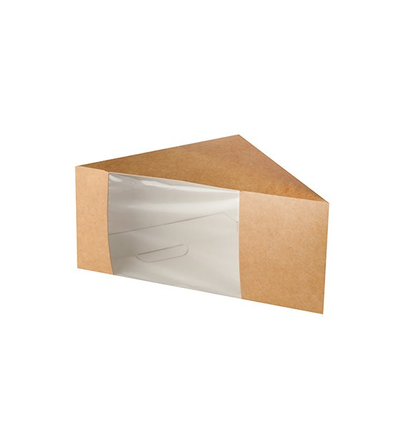 PUDEŁKO NA KANAPKI PAPIEROWE-PLA Z OKNEM 12,3x12,3x8,2cm (_/10/50)