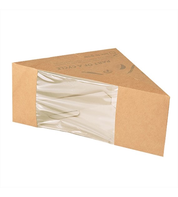 PUDEŁKO NA KANAPKI PAPIEROWE-PLA Z OKNEM 12,3x12,3x8,2cm (_/10/50)