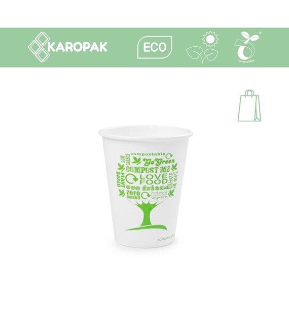 KUBEK PAPIEROWY 350ml GREEN TREE + PLA 90mm (_/20/50)
