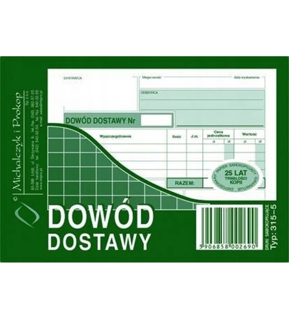 DD DOWÓD DOSTAWY A6 WIELOKOPIA