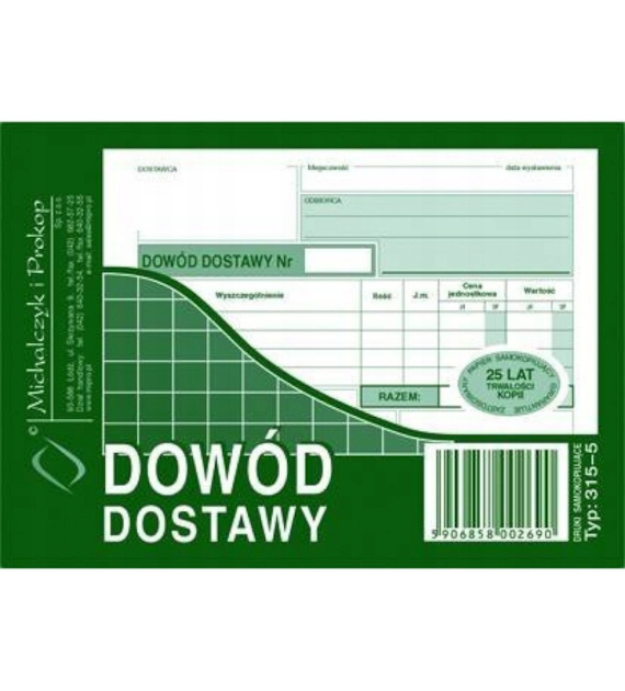 DD DOWÓD DOSTAWY A6 WIELOKOPIA