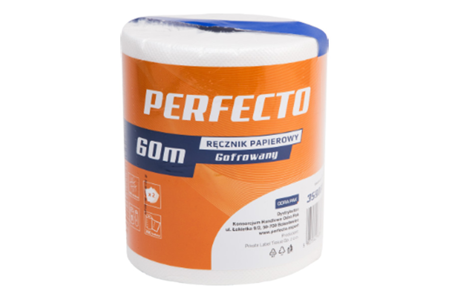 PERFECTO Ręcznik papierowy 60m, 2w, celuloza 1 rolka (22/15/1)