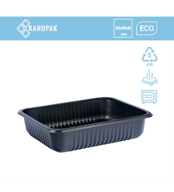 (REUSE) Pojemnik żebrowany W1/621RD 227x178x50 1400ml CZARNY (16/1/320)