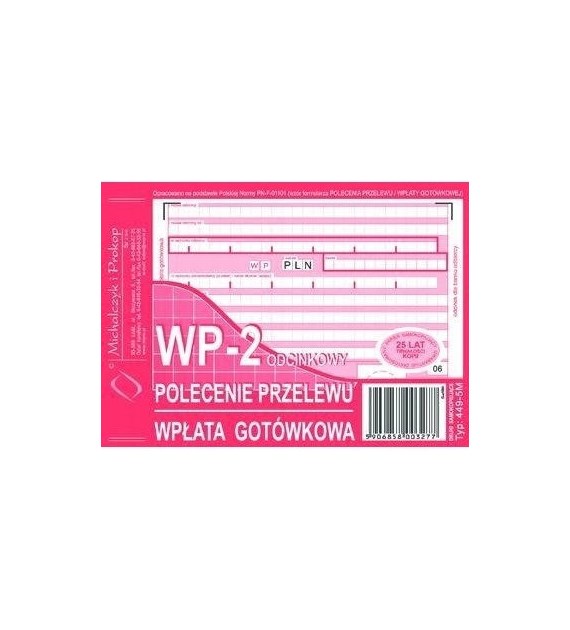WP POLECENIE PRZELEWU WPŁATA GOT. A6