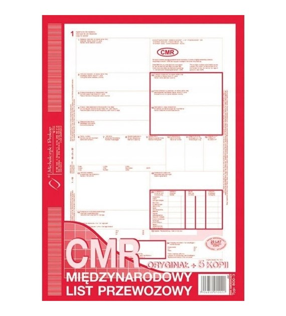 CMR A4 MIĘDZYNARODOWY LIST PRZEWOZOWY 1+5