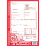 CMR A4 MIĘDZYNARODOWY LIST PRZEWOZOWY 1+4