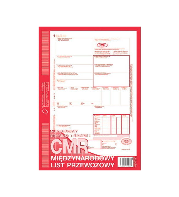 CMR A4 MIĘDZYNARODOWY LIST PRZEWOZOWY 1+4