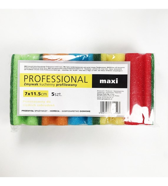 GĄBKA PROFESSIONAL MAXI PROFILOWANA KOLOR MIX 7x11,5cm (_/32/5)