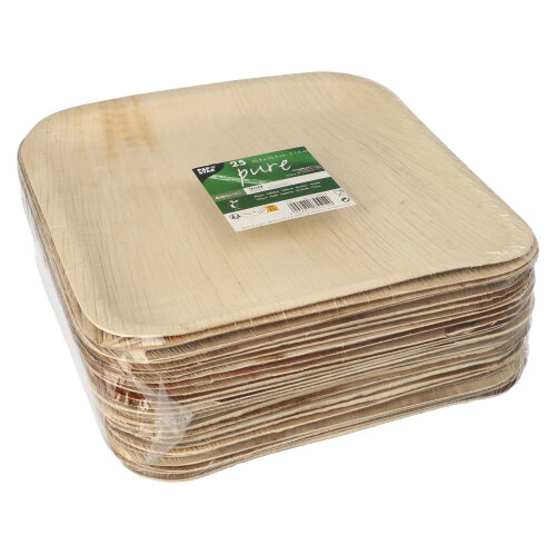 TALERZ KWADRATOWY Z LIŚCIA PALMOWEGO 25x25x1,5cm (96/4/25)