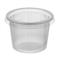 (REUSE) Pojemnik na sos PP TRANSPARENTNY fi67mm 100ml (27/20/100)