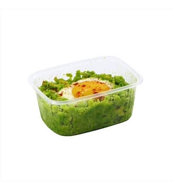 (REUSE) Pojemnik na surówkę prostokątny PP 200ml żebrowany (45/10/100)