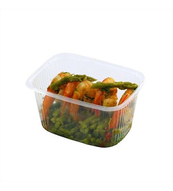 (REUSE) Pojemnik na surówkę prostokątny PP 250ml żebrowany (45/10/100)