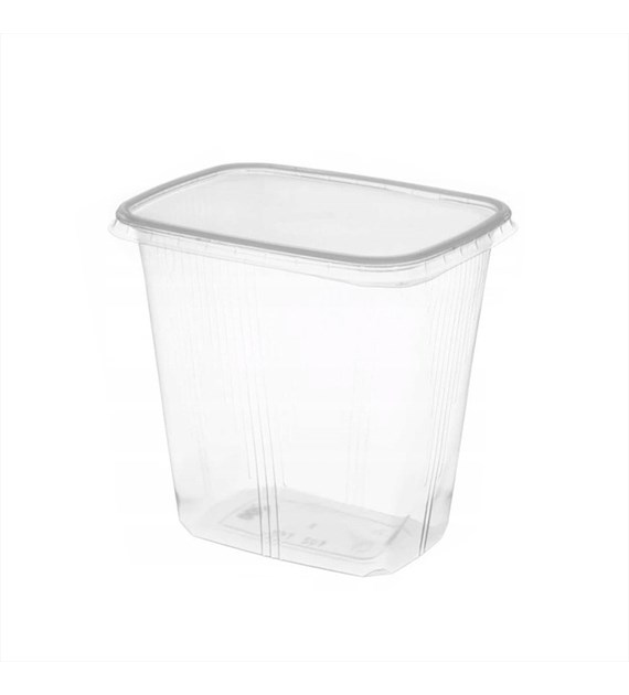 (REUSE) Pojemnik na surówkę prostokątny PP WYSOKI 500ml żebrowany (24/10/100)