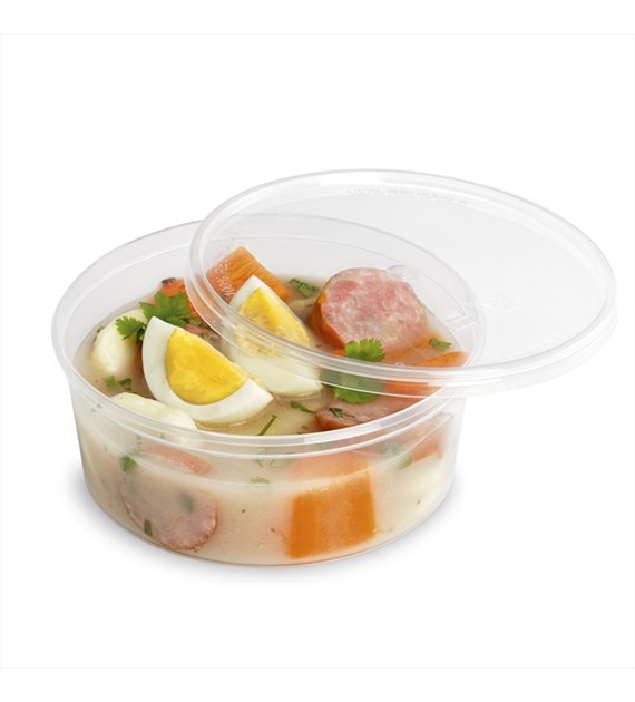 (REUSE) Pojemnik na zupę PP fi125mm 350ml TRANSPARENTNY (24/9/50)