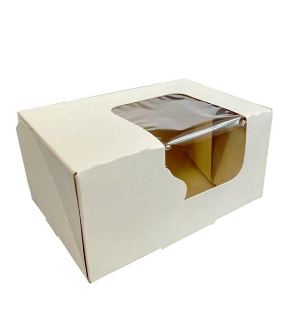 Pudełko klejone białe 16,5x11x8 zamykane z oknem (50szt/op)