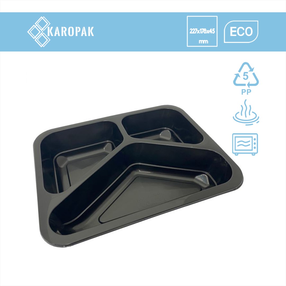 (REUSE) Pojemnik MAP3C 227x178x45 450/300/200ml trójdzielny CZARNY (42/4/80)