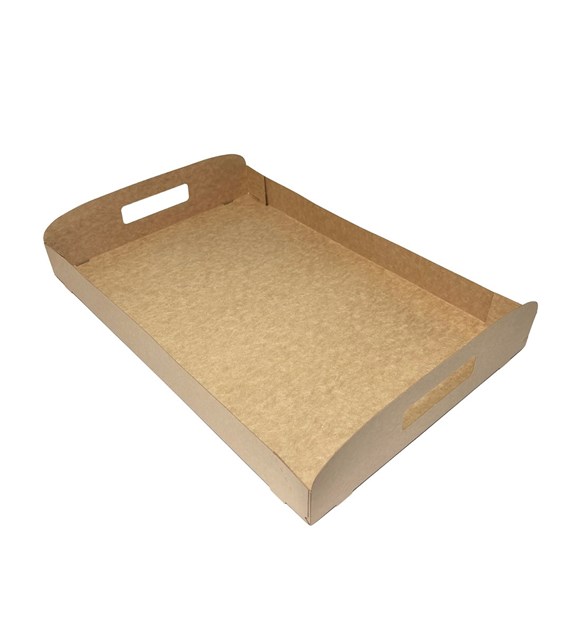 TACA TRANSPORTOWA CATERINGOWA DO PUDEŁKA Z OKNEM -LIŚĆ kraft 30,7x45,7x4,5 (_/5/10)