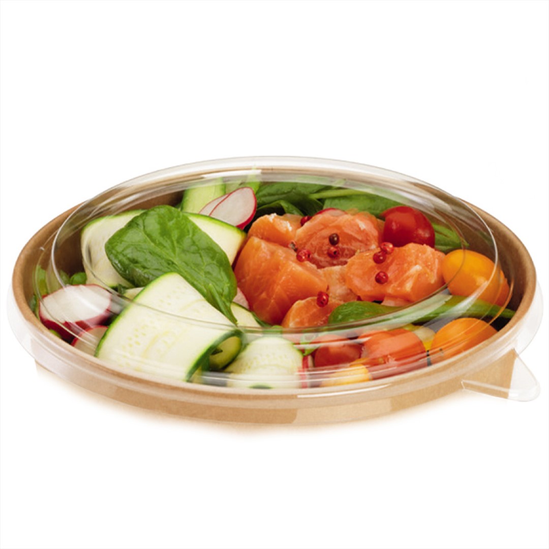 Przykrywka rPET do pojemnika papierowego 850, 1100, 1300ml fi185mm (18/6/50)