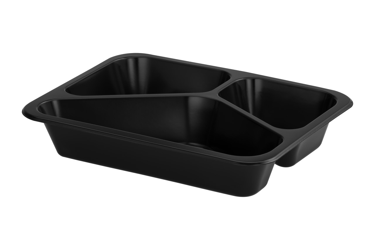 (REUSE) POJEMNIK DO ZGRZEWU TRÓJDZIELNY B-227x178x40 CZARNY (30(36)/8/50)