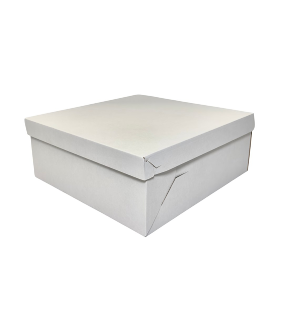 Pudełko do tortów 38x38x15cm biało-szare z klapą (_/100/1)