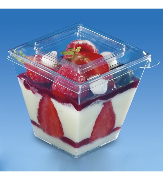 (REUSE) FINGERFOOD kubek kwadratowy PIRAMIDA 200ml + pokrywka (48/8/50)