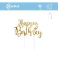 Topper na tort HAPPY BIRTHDAY ZŁOTY