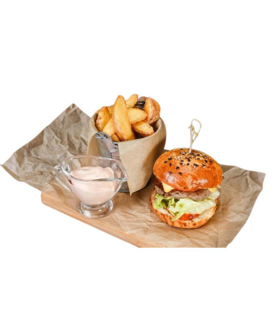 PAPIER PAKOWY 32+6PE 35x35 BRĄZOWY BURGER 10KG (2140SZT)