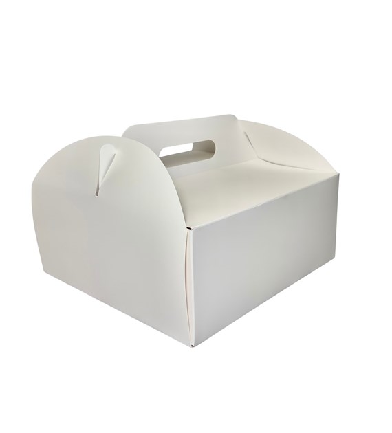 PUDEŁKO DO TORTÓW BIAŁE 30x30x11cm Z RĄCZKĄ (25szt)