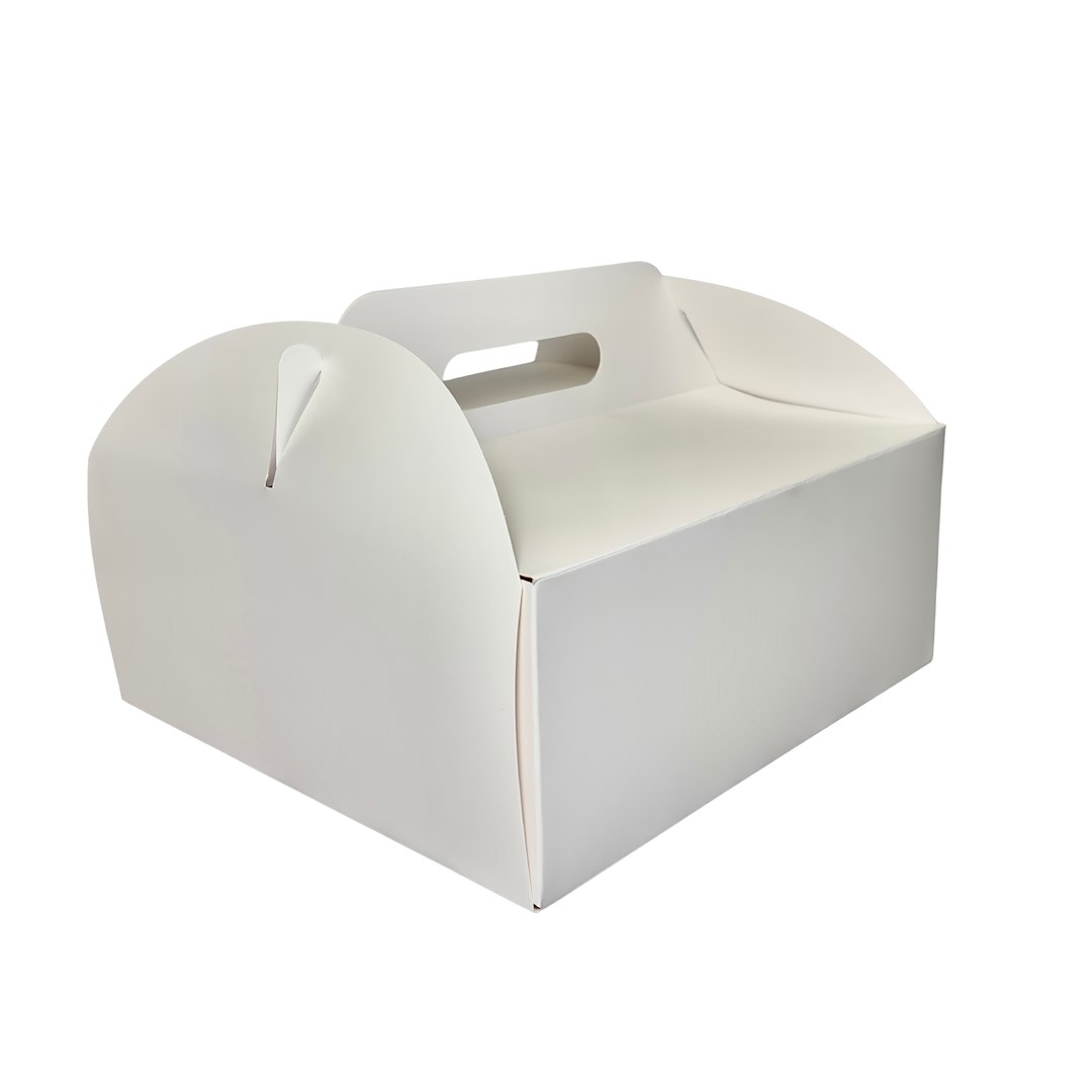 PUDEŁKO DO TORTÓW BIAŁE 30x30x11cm Z RĄCZKĄ (25szt)