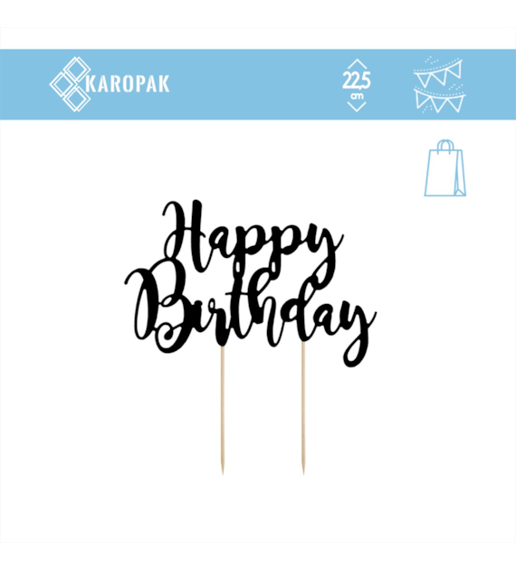 Topper na tort HAPPY BIRTHDAY CZARNY