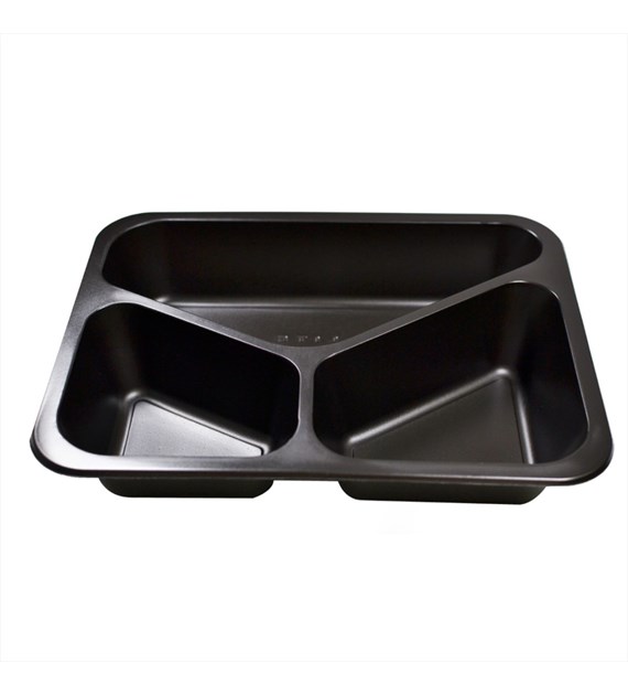 (REUSE) POJEMNIK DO ZGRZEWU TRÓJDZIELNY B-227x178x30 CZARNY LITE (32(40)/12/50)
