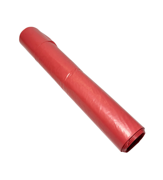Worki na odpady 60L LDPE czerwone ETYKIETA (_/40/15)