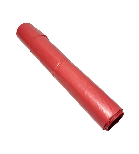 Worki na odpady 60L LDPE czerwone ETYKIETA (_/40/15)