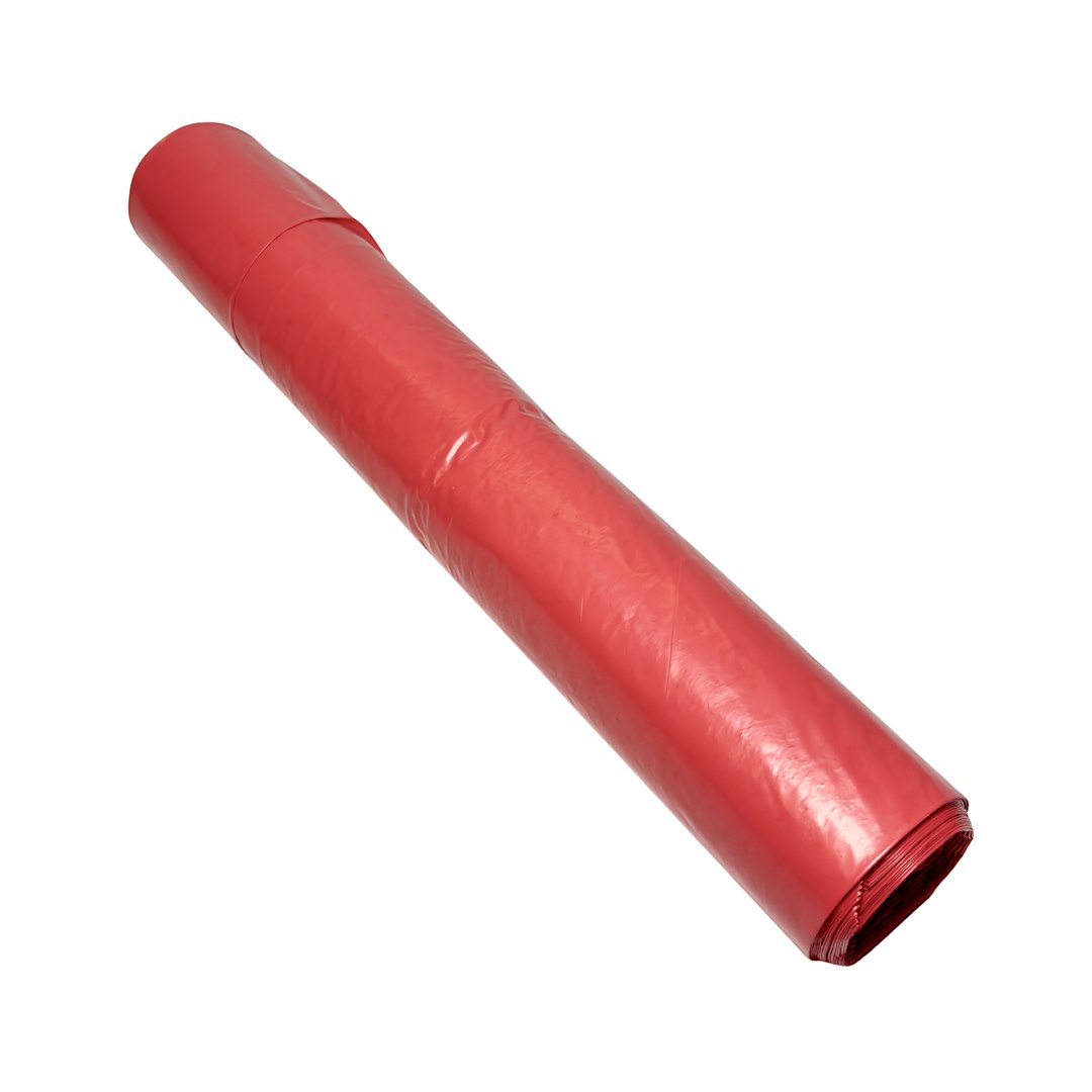 Worki na odpady 60L LDPE czerwone ETYKIETA (_/40/15)