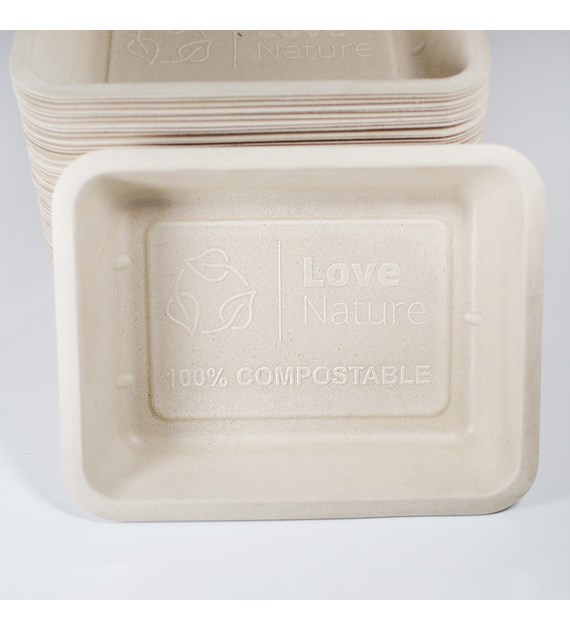 (EKO) Love Nature pojemnik do zgrzewu z trzciny cukrowej niedzielony 227x178x45 BEŻOWY (26/8/50)