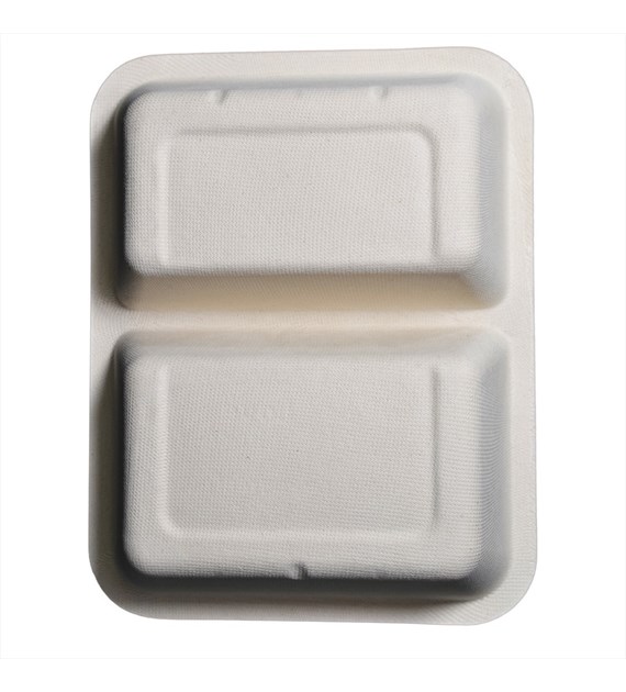 (EKO) Love Nature pojemnik do zgrzewu z trzciny cukrowej dwudzielny 227x178x45 BEŻOWY (26/8/50)