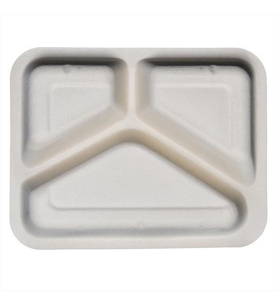 (EKO) Love Nature pojemnik do zgrzewu z trzciny cukrowej trójdzielny 227x178x45 BEŻOWY (26/8/50)