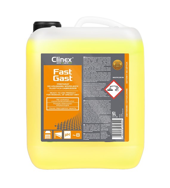 CLINEX FAST GAST Preparat do usuwania wszelkich tłustyc zabrudzeń 5L (96/1/1)