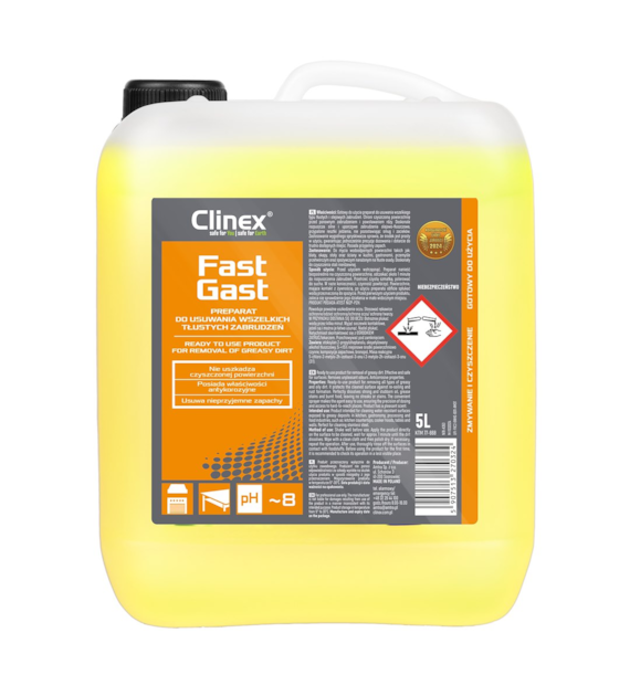 CLINEX FAST GAST Preparat do usuwania wszelkich tłustyc zabrudzeń 5L (96/1/1)