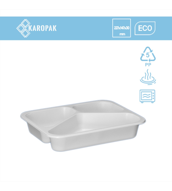 (REUSE) Pojemnik B-9410C 227x178x33 400/250/180ml trójdzielny BIAŁY (16/8/40)