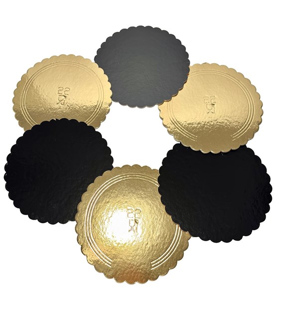 PODKŁAD OKRĄGŁY ZŁOTO-CZARNY 22cm 2000-2400g KARBOWANY (_/1/50)