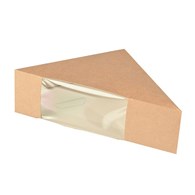 PUDEŁKO NA KANAPKI PAPIEROWE-PLA Z OKNEM 12,3x12,3x5,2cm (_/10/50)