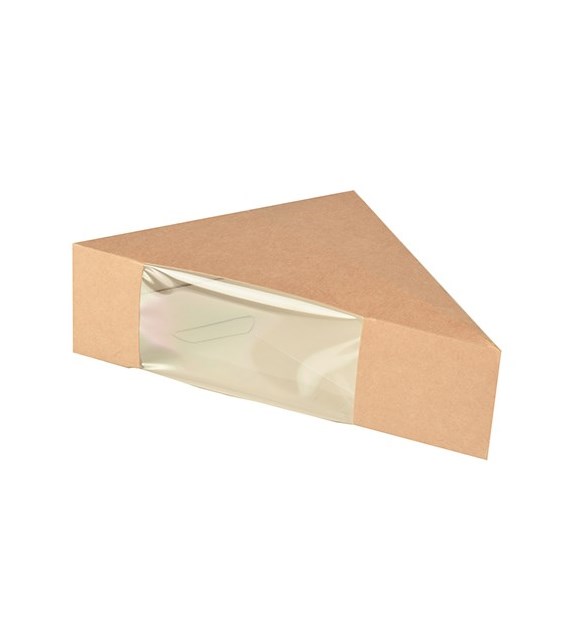PUDEŁKO NA KANAPKI PAPIEROWE-PLA Z OKNEM 12,3x12,3x5,2cm (_/10/50)