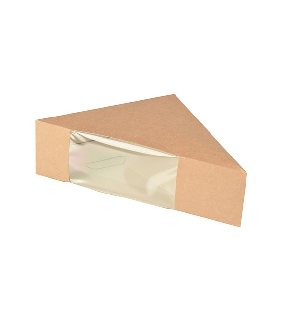 PUDEŁKO NA KANAPKI PAPIEROWE-PLA Z OKNEM 12,3x12,3x5,2cm (_/10/50)