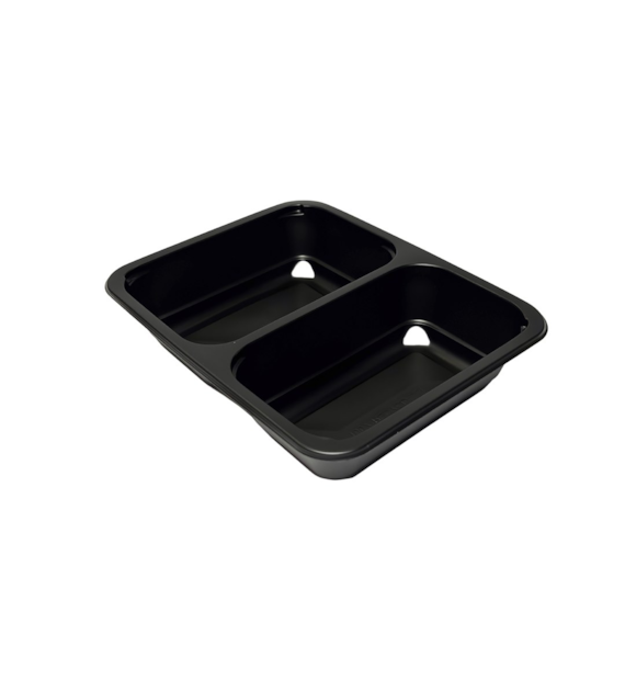 (REUSE) Pojemnik D-9500C 227x178x50 700/600ml dwudzielny CZARNY (16/8/40)