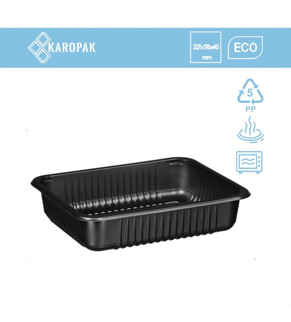 (REUSE) Pojemnik żebrowany W1/620RD 227x178x40 1000ml CZARNY (16/1/320)